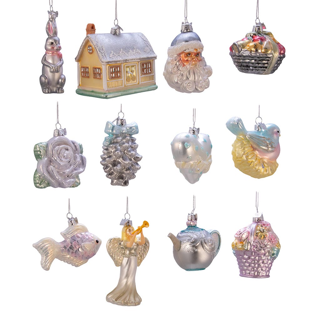 Kurt Adler 3-4.375-Inch Noble Gems™ Newlywed's Glass Tree Box, Set of 12